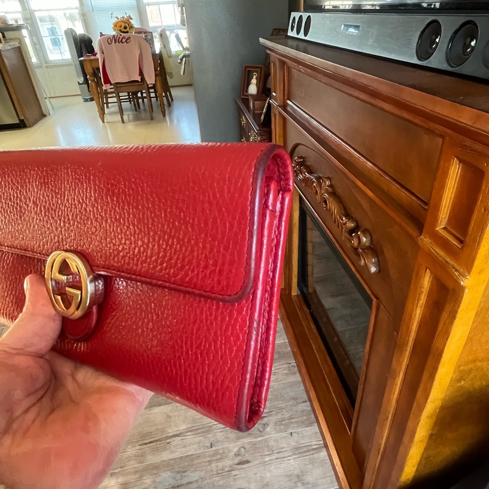 Gucci Red Leather Double G Wallet GUC - Picture 5 of 10